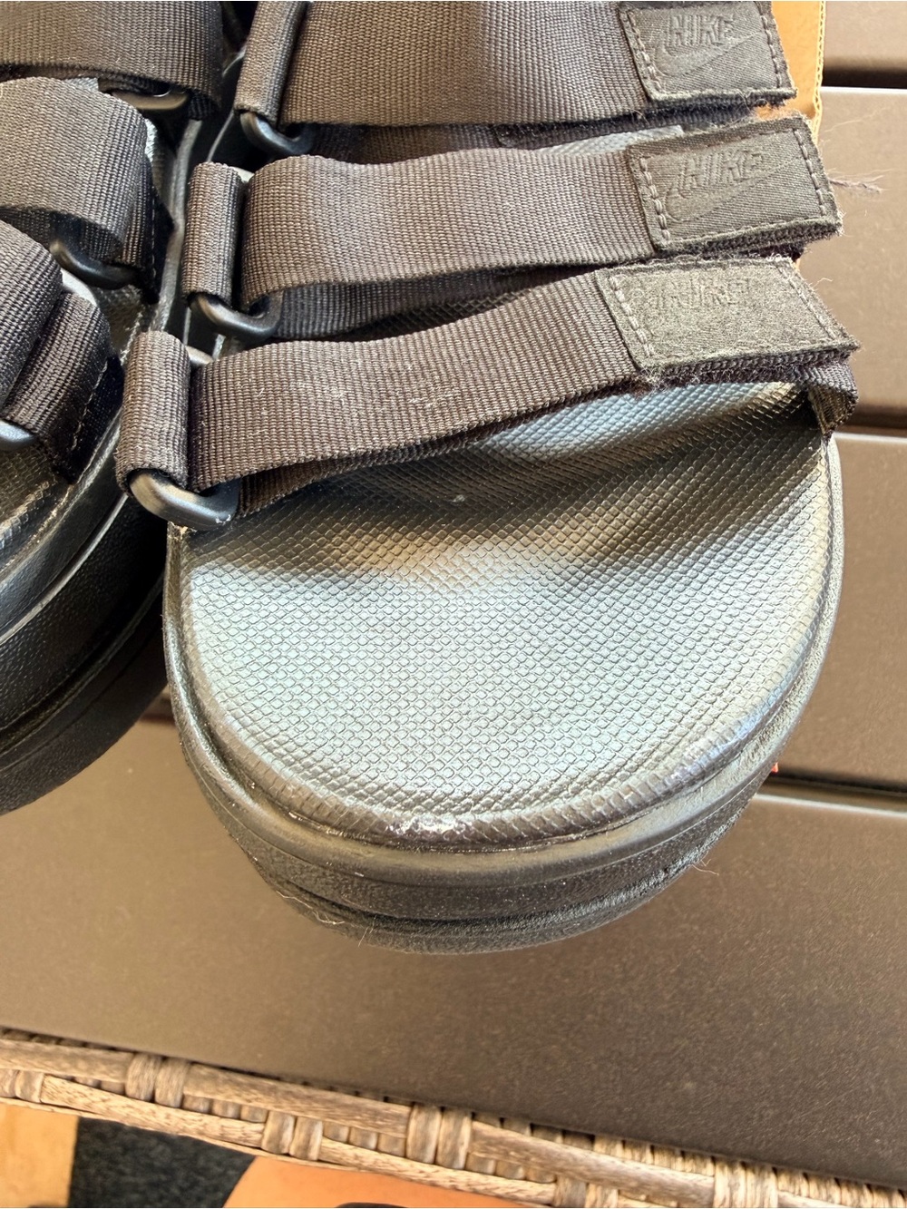 Nike Black Platform Sandals with Triple Straps - Picture 6 of 6